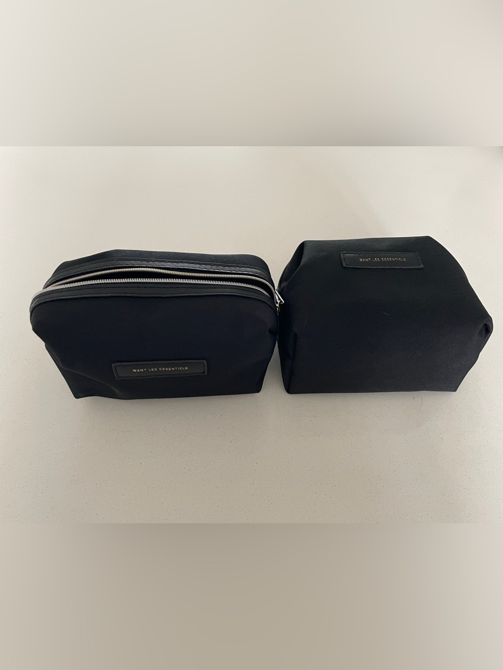 WANT Les Essentiels Black Double-Zip Toiletry Pouches